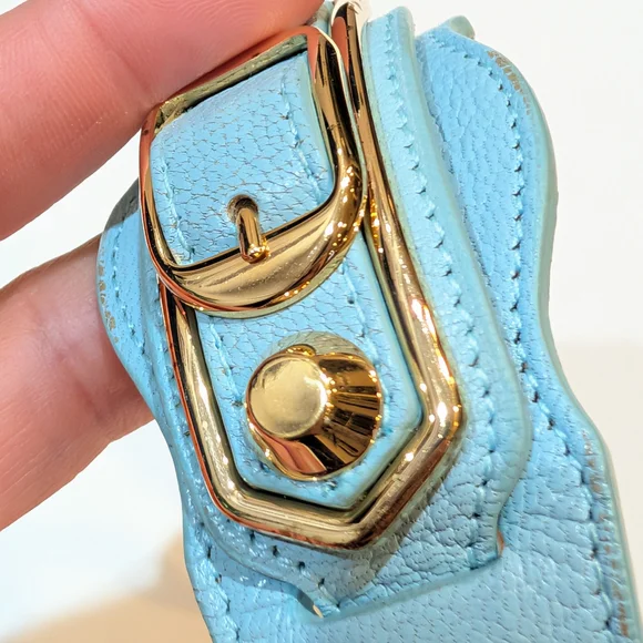 BALENCIAGA Classic Arena Blue Glacier Leather Belt Cuff 